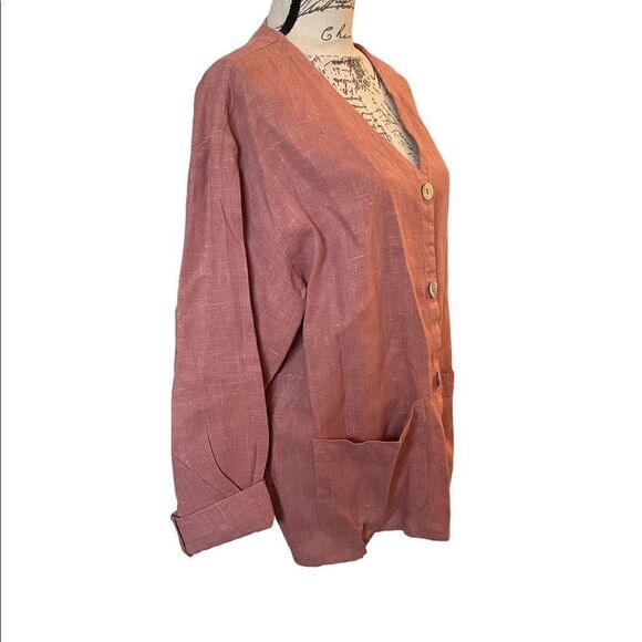 Via Uai by Pollero rose linen top and pants size M/L - Picture 4 of 11